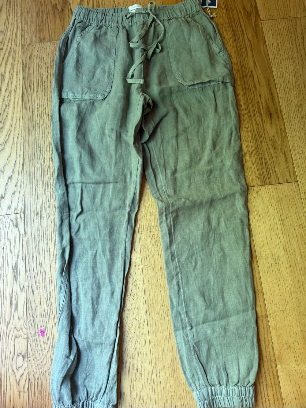 C&C California Linen Olive Drawstring Jogger Pants